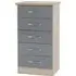 Mack Wooden Chest of 5 Drawers - Grey, Oak