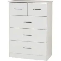 Mack Wooden Chest of 5 Drawers - White, Oak