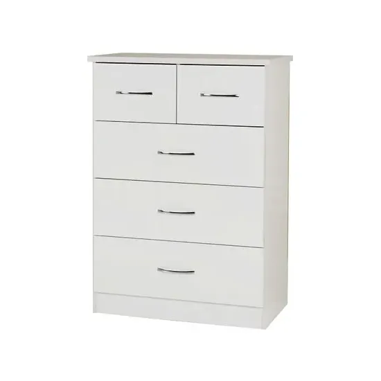 Mack Wooden Chest of 5 Drawers - White, Oak