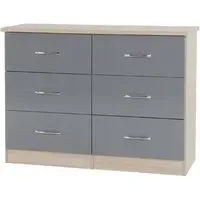 Mack Wooden Chest of 6 Drawers - Grey, Oak