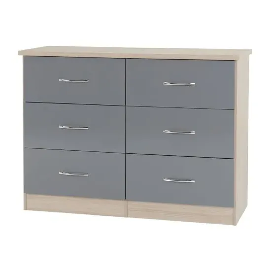 Mack Wooden Chest of 6 Drawers - Grey, Oak
