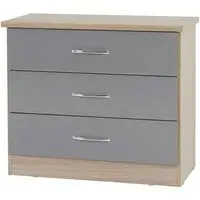 Mack Wooden Chest with 3 Drawers - Grey, Oak