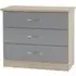 Mack Wooden Chest with 3 Drawers - Grey, Oak