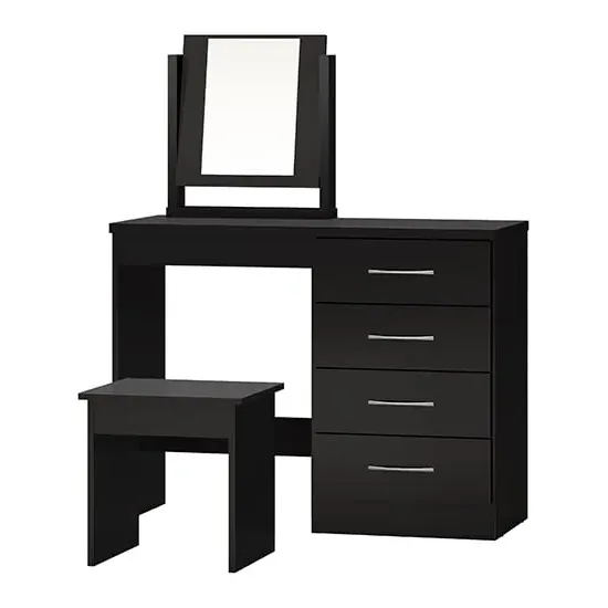 Mack Wooden Dressing Table Set - Black