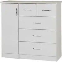Mack Wooden Sideboard with 5 Drawers - White, Oak