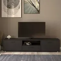 Macomb Large TV Stand with 2 Doors 1 Drawer - Black, Wood