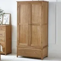 Macon 2-Door Wardrobe with Drawer - Oak