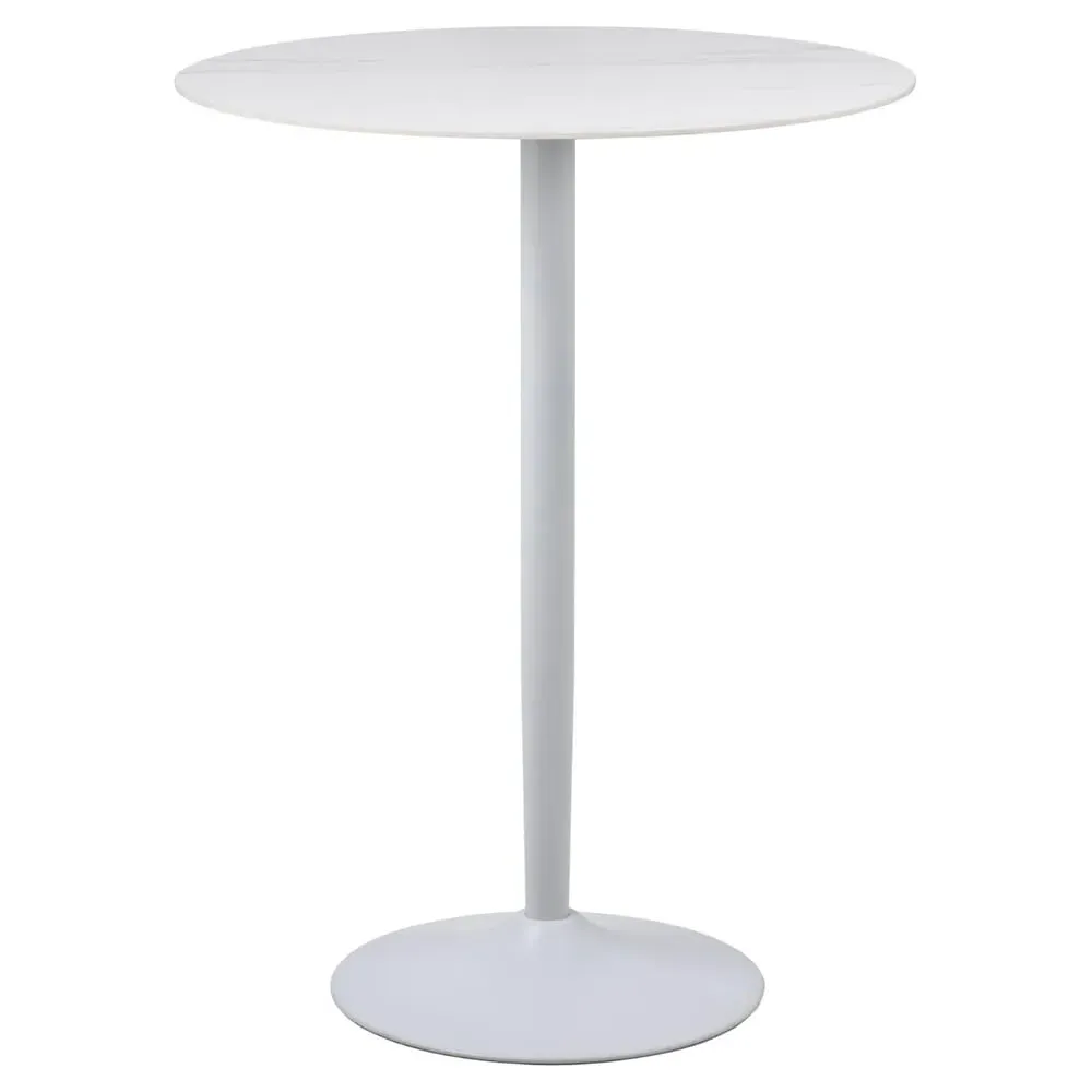Macon Ceramic Bar Table - White, Steel