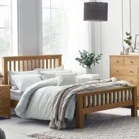 Macon Double Bed Frame with High Foot End - Oak