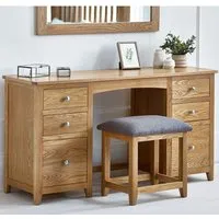 Macon Dressing Table with 6 Drawers and Stool - Oak