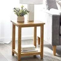 Macon Lamp Table with Storage - Oak