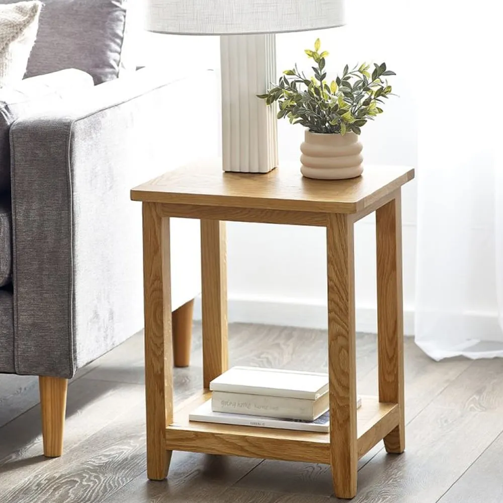Macon Lamp Table with Storage - Oak image