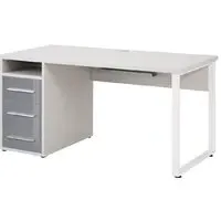 Macon Laptop Desk with 3 Glass Drawers - Platinum Grey