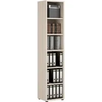 Macon Narrow Bookcase with 6 Shelves - Warm Maple