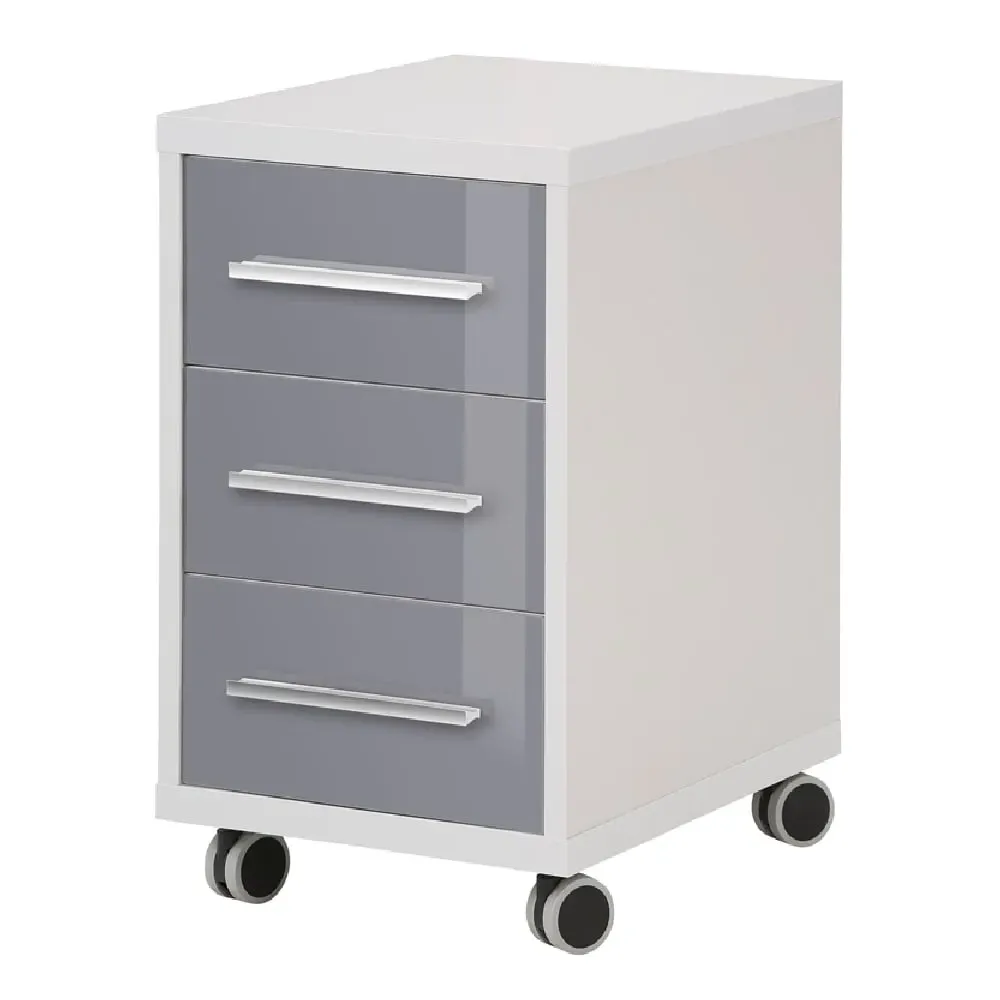 Macon Office Pedestal with 3 Glass Drawers - Grey