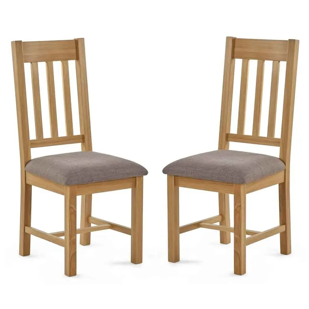 Macon Pair of Dining Chairs with Fabric Seat - Oak, Grey product