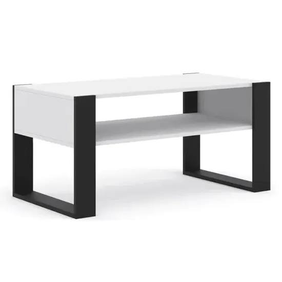 Macon Rectangular Coffee Table with Shelf - White, Laminate product