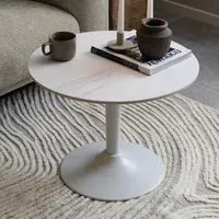 Macon Round Coffee Table - White, Ceramic