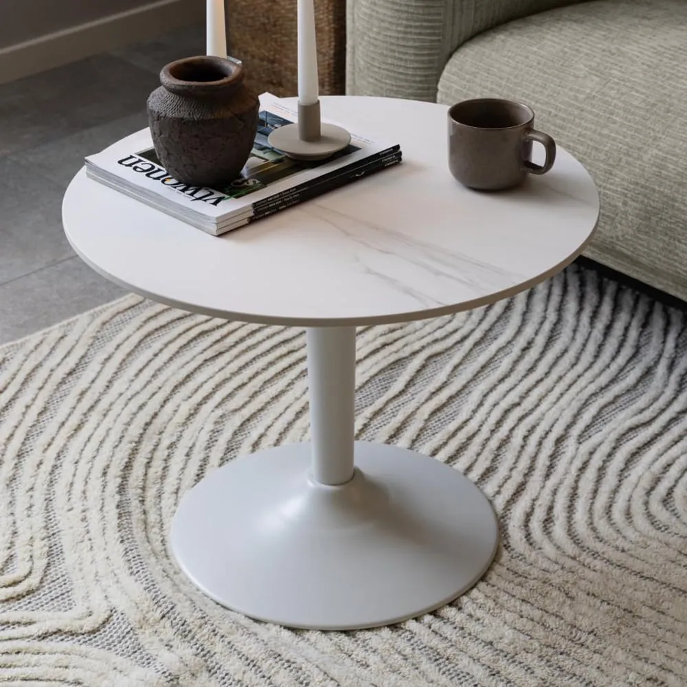 Macon Round Coffee Table - White, Ceramic image