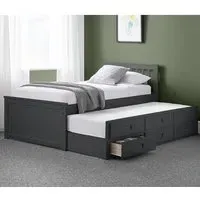 Macon Single Bed with Underbed and Drawers - Anthracite, Pine