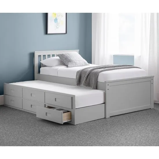 Macon Single Bed with Underbed and Drawers - Grey, Pine