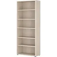 Macon Wide Bookcase with 6 Shelves - Warm Maple