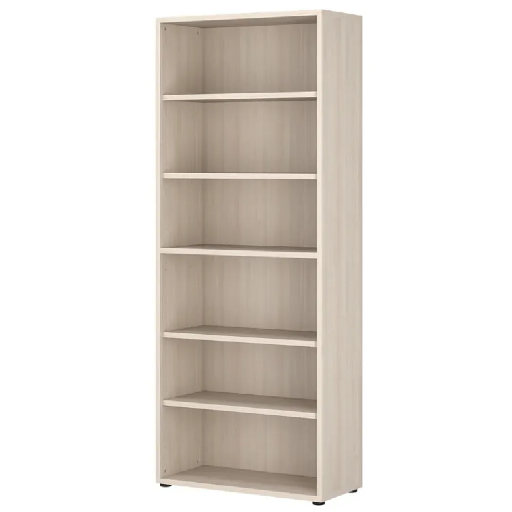 Macon Wide Bookcase with 6 Shelves - Warm Maple