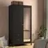 Macron 2-Door Mirrored Wardrobe with Drawers - Black