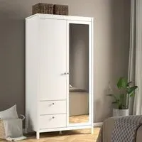 Macron 2-Door Mirrored Wardrobe with Drawers - White