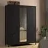 Macron 3-Door Mirrored Wardrobe with Drawers - Black