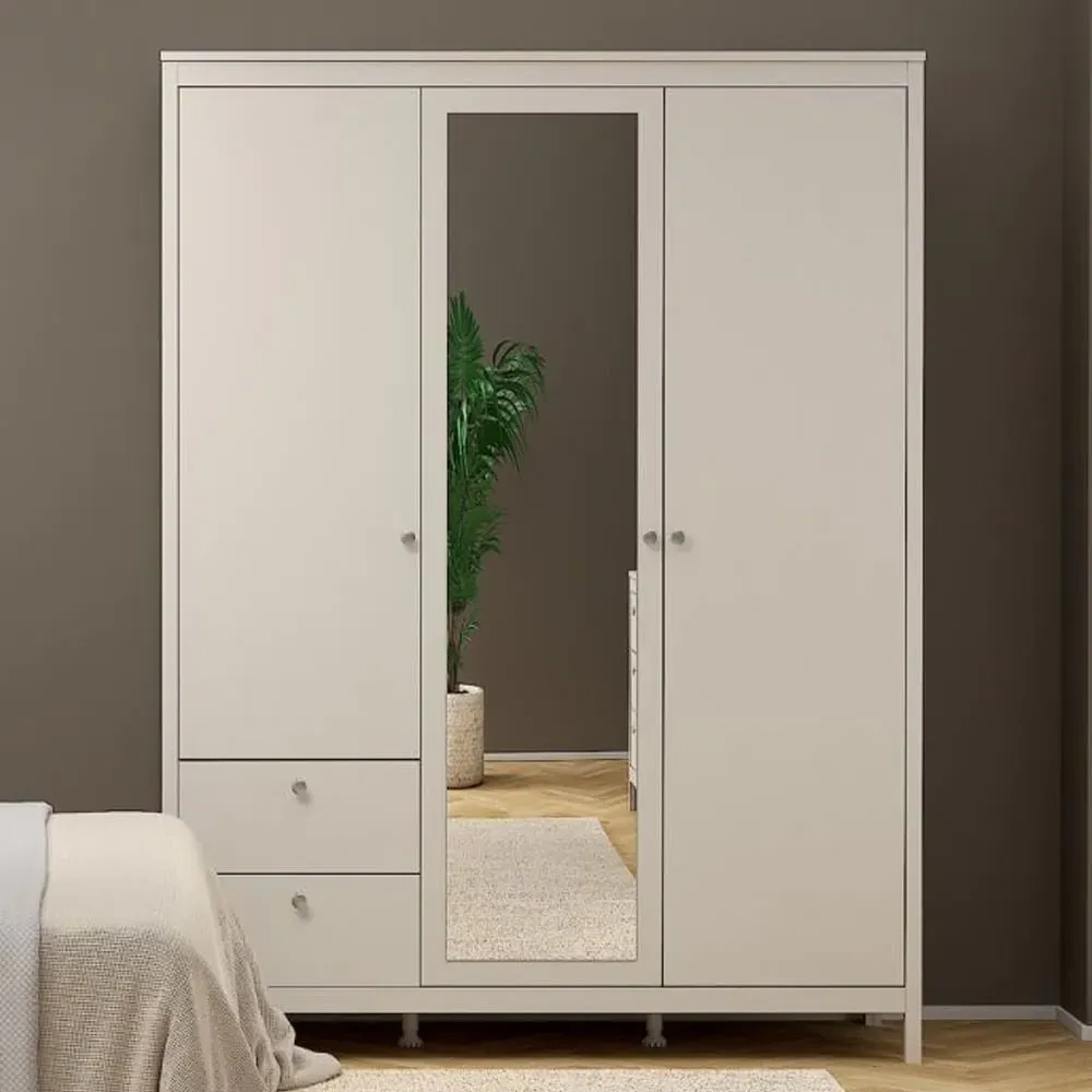 Macron 3 Door Wardrobe with 2 Drawers - Cashmere