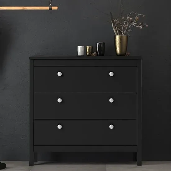 Macron 3 Drawer Chest - Matt Black
