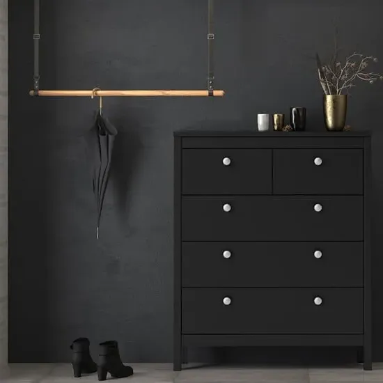 Macron 5 Drawer Chest - Matt Black