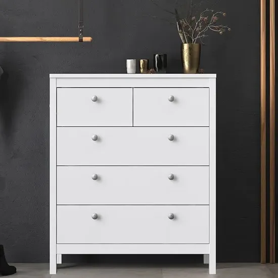 Macron 5-Drawer Chest - White, Wood product