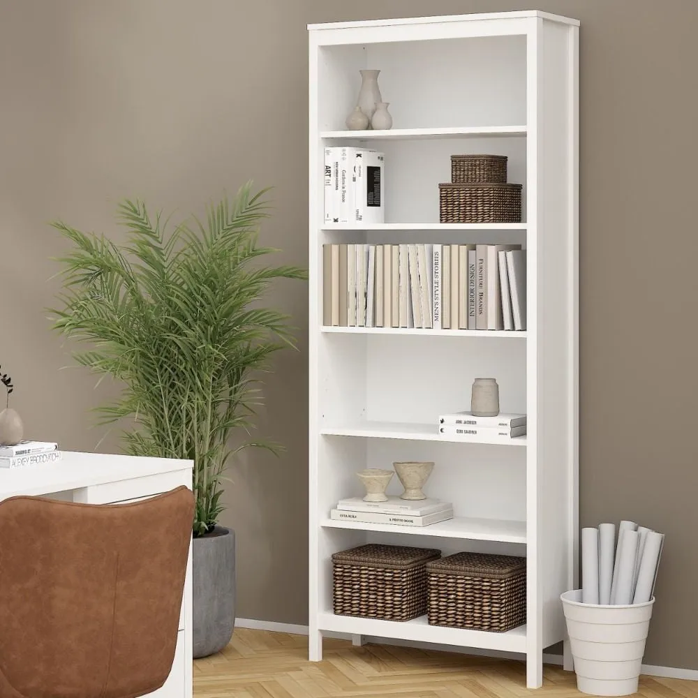 Macron 5-Shelf Bookcase - White