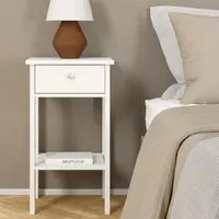 Macron Bedside Cabinet with 1 Drawer - White, Wood