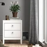 Macron Bedside Cabinet with 2 Drawers - White, Wood