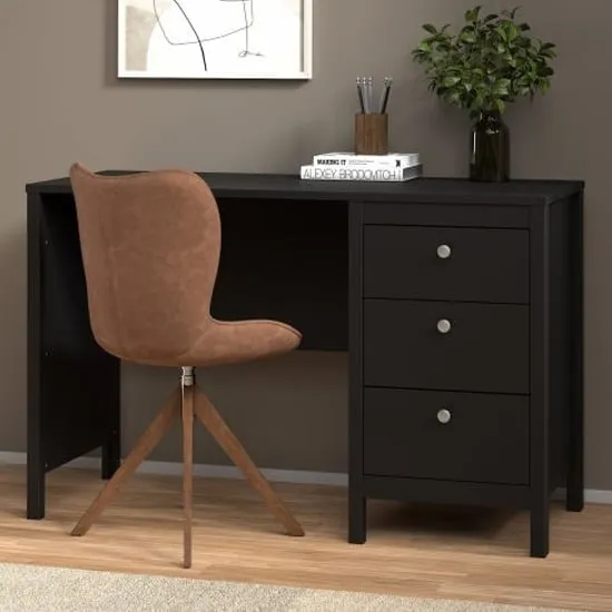 Macron Computer Desk with 3 Drawers - Black, Laminated Board