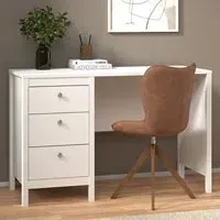 Macron Computer Desk with 3 Drawers - White, Laminated Board