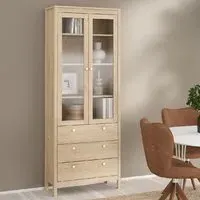 Macron Display Cabinet with 2 Doors 3 Drawers - Oak