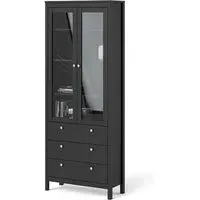 Macron Display Cabinet with 3 Drawers - Matt Black