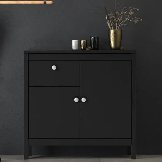 Macron Sideboard with 2 Doors 1 Drawer - Matt Black