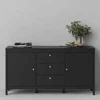 Macron Sideboard with 2 Doors 3 Drawers - Matt Black