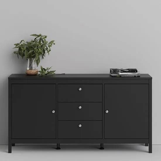 Macron Sideboard with 2 Doors 3 Drawers - Matt Black