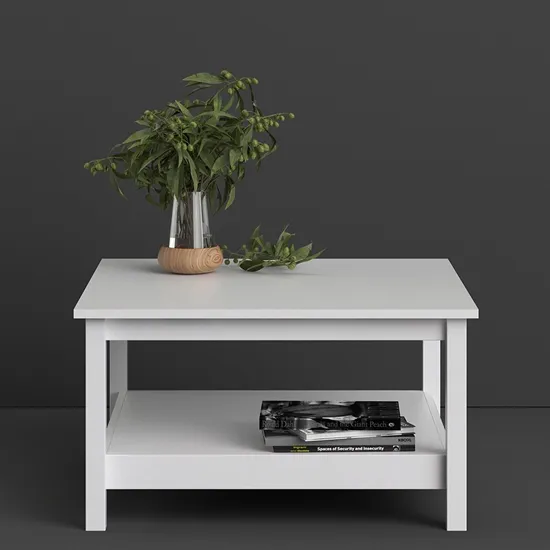Macron Square Coffee Table - White, Wood product