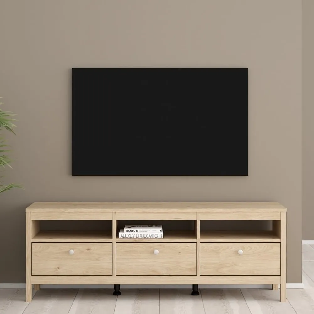 Macron TV Stand with 3 Drawers - Oak image