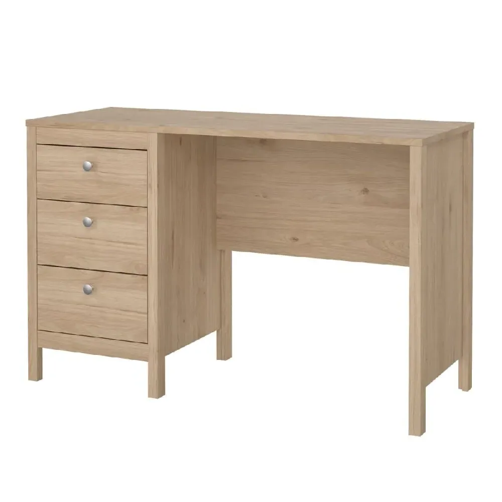 Macron Wooden Laptop Desk with 3 Drawers - Oak image