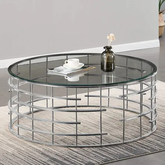 Macsen Round Coffee Table - Clear Glass, Stainless Steel product