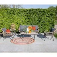 Macy 3-Seater Garden Lounge Set with Coffee Table - Dark Grey