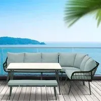 Macy Corner Lounge Dining Set - Mint Grey, Aluminium